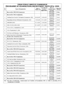 UPSC CALENDAR 2025-26