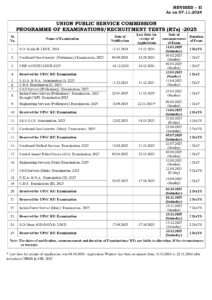 UPSC REVISED CALENDAR 2024-25